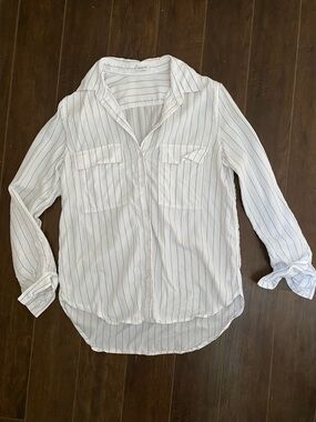Babaton White Striped Button-Up Shirt - Casual Women's Top Small